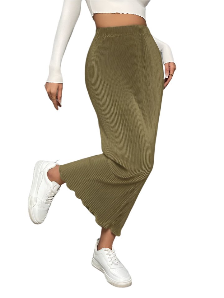 Elegant Pleated Velvet Maxi Skirt – Stylish & Comfortable