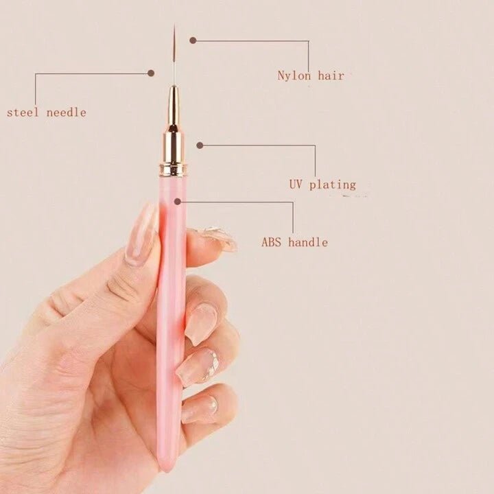 Precision Liner Nail Art Brush – 5pc Pink Handle Set