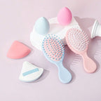 Sweet Beauty 3pc Set – Hairbrush, Makeup Sponge & Powder Puff Random Shape And Colour