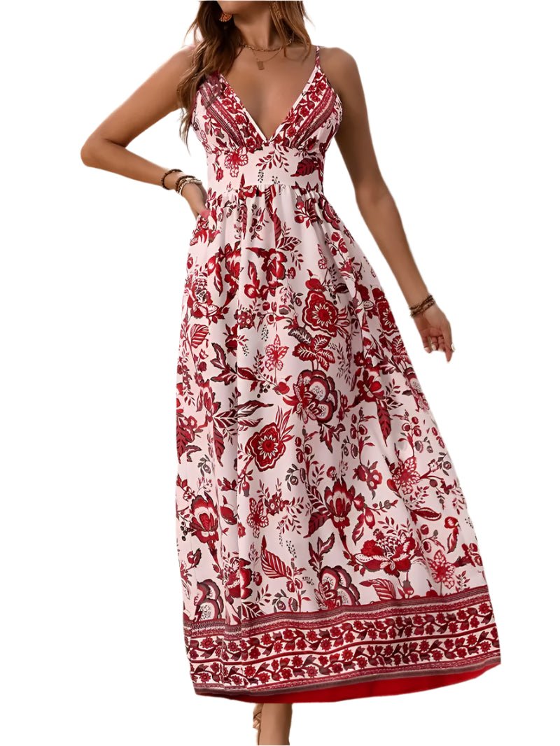 Vintage-Inspired Floral Maxi Dress – Elegant & Flowing Summer Fashion