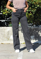 Black Wide-Leg High-Waist Jeans – DYQ 387