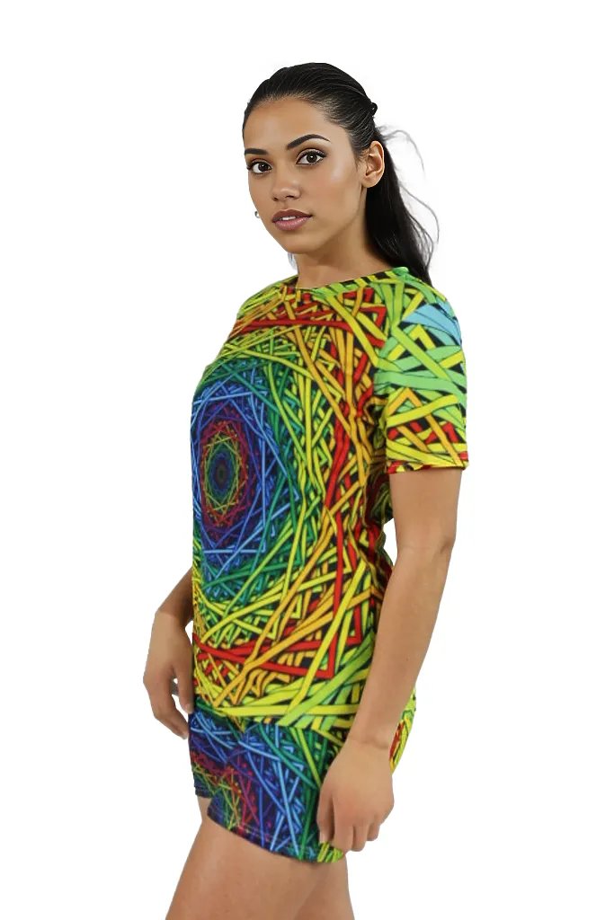 Abstract Graphic Shorts and T-shirt Two Piece Set XD21