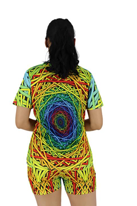 Abstract Graphic Shorts and T-shirt Two Piece Set XD21