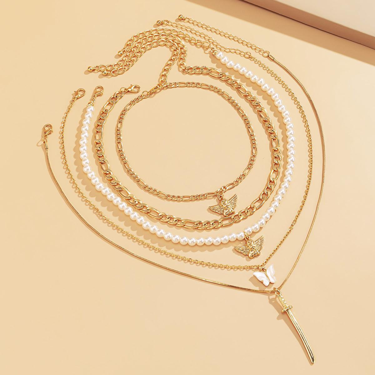 Angel multi-element set necklace imitation pearl - XD21