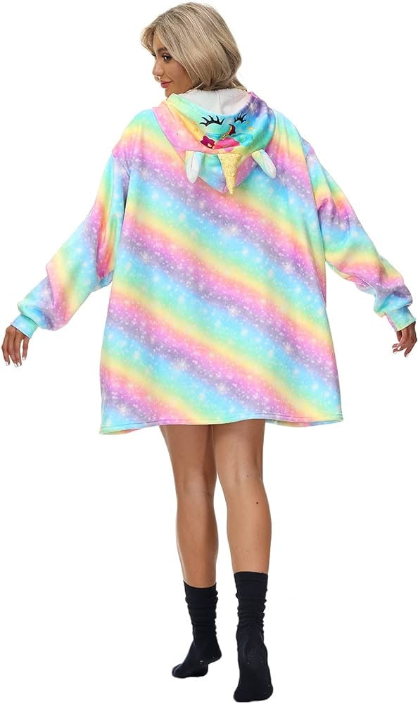 Animal Oversized Hoodie Blanket Pajamas Flannel Sleepwear XD21