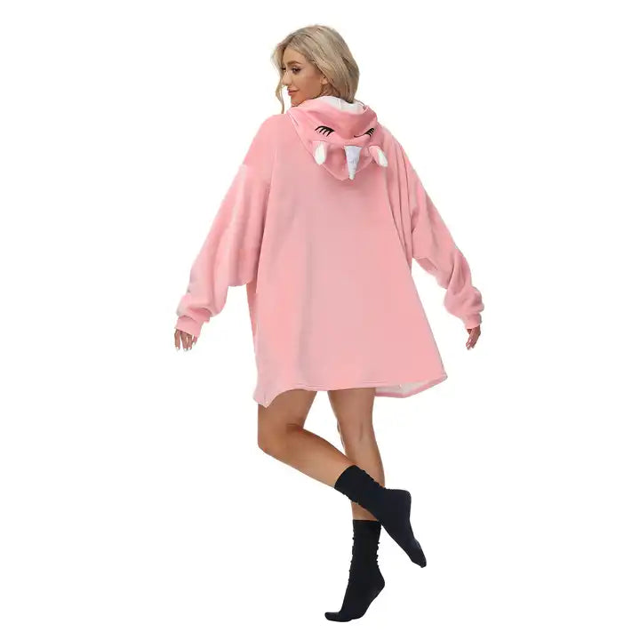Animal Oversized Hoodie Blanket Pajamas Flannel Sleepwear XD21