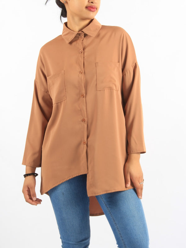 Asymmetrical Buttoned Up Long Shirt