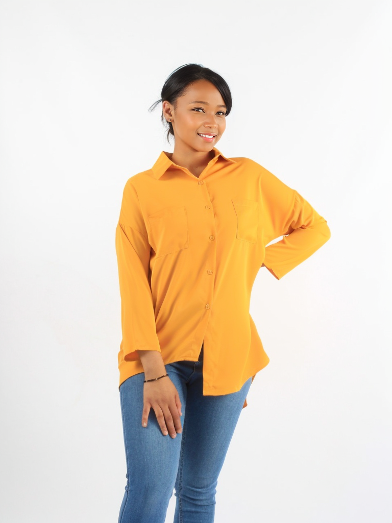 Asymmetrical Buttoned Up Long Shirt XD21