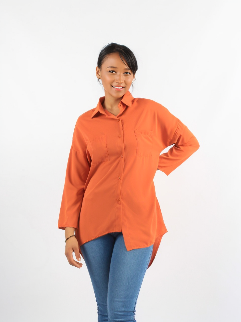 Asymmetrical Buttoned Up Long Shirt XD21