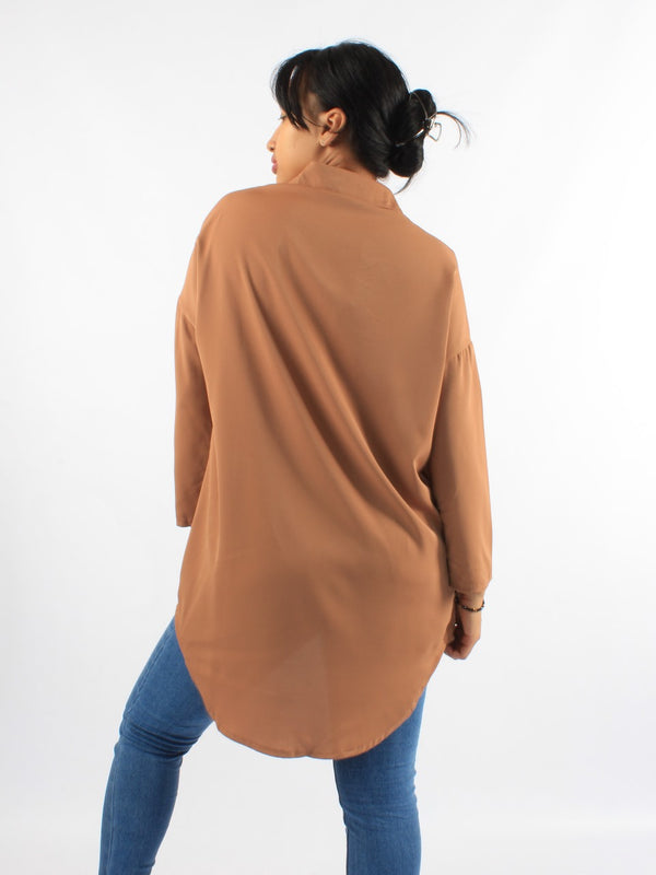 Asymmetrical Buttoned Up Long Shirt