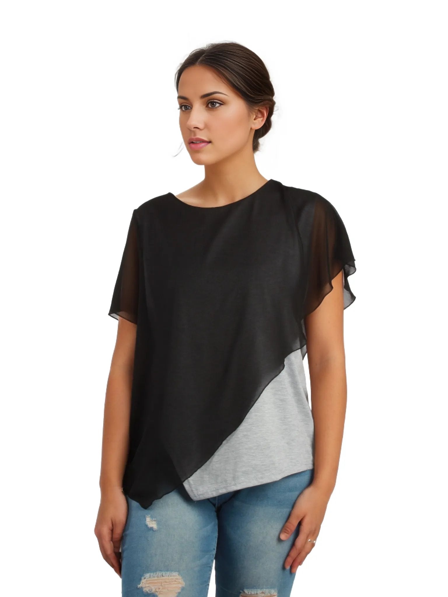 Asymmetrical Chiffon Layer Top XD21