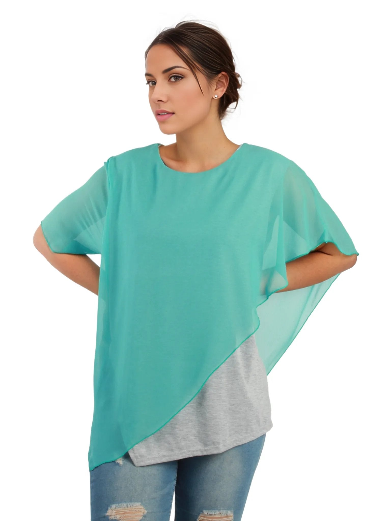 Asymmetrical Chiffon Layer Top XD21