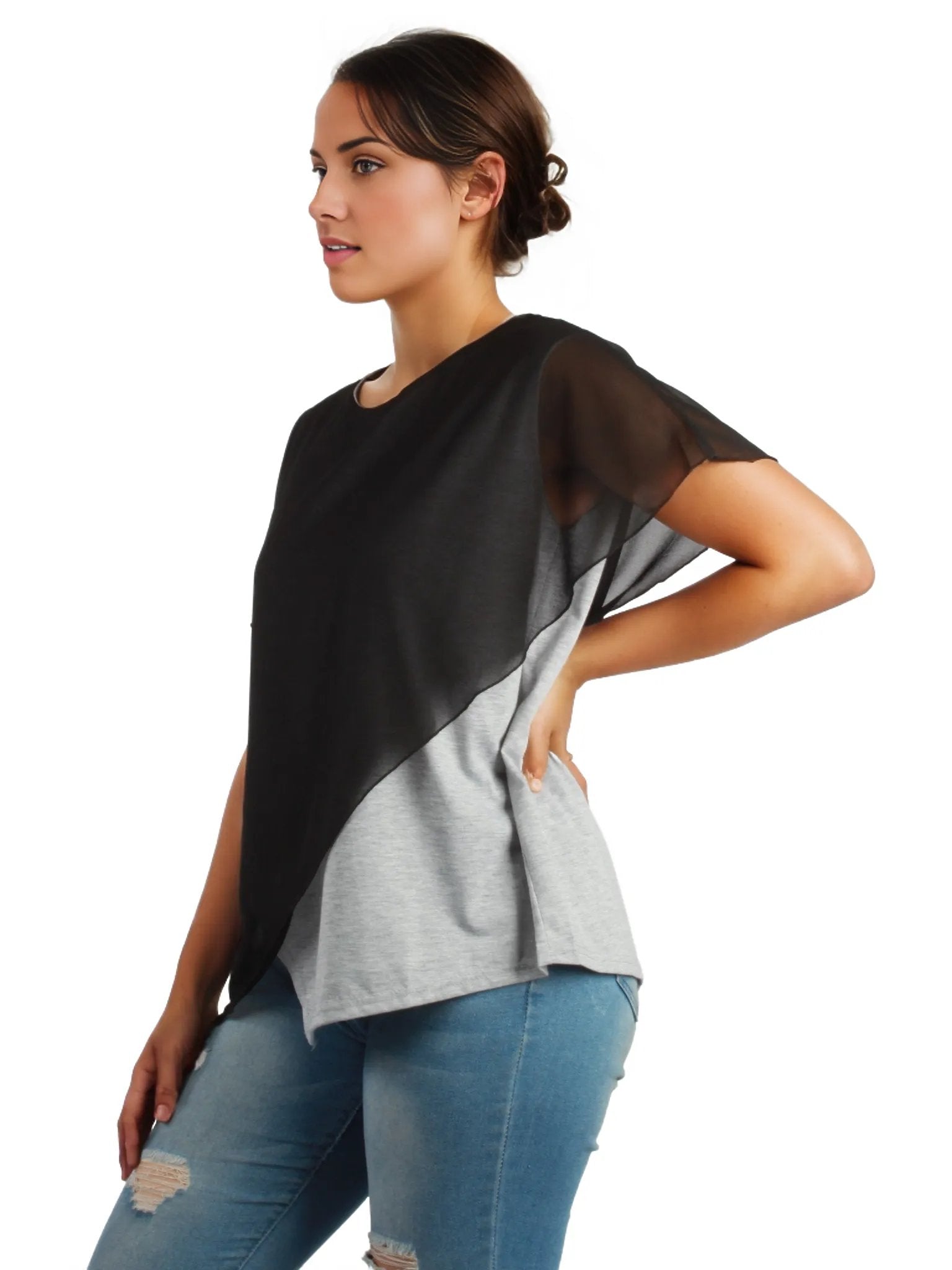 Asymmetrical Chiffon Layer Top XD21