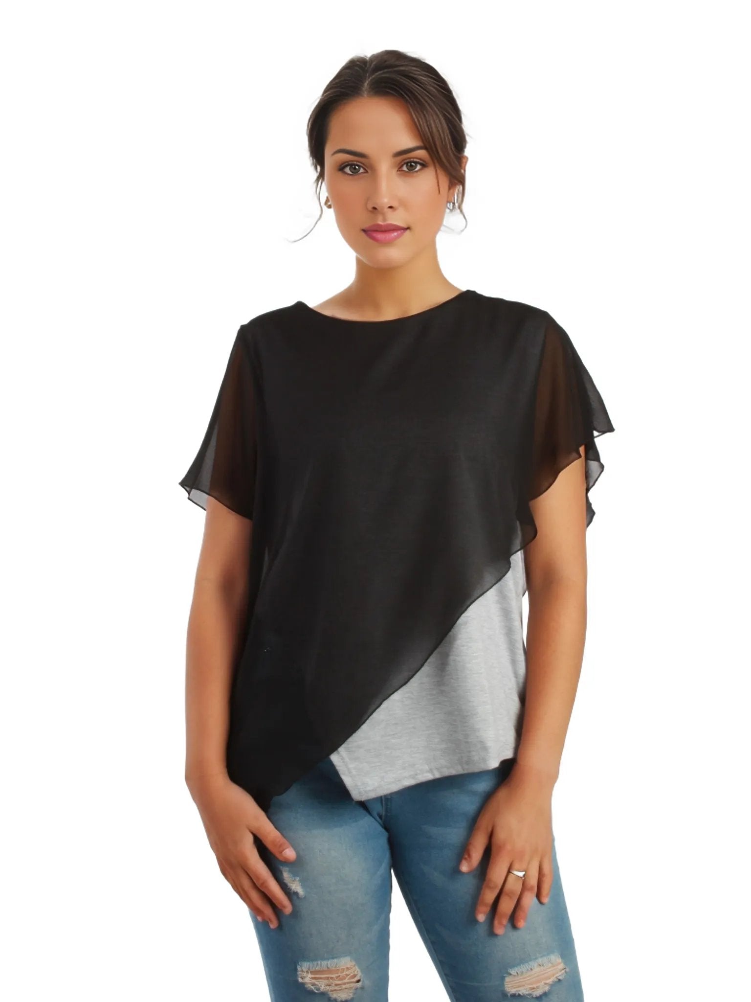 Asymmetrical Chiffon Layer Top XD21