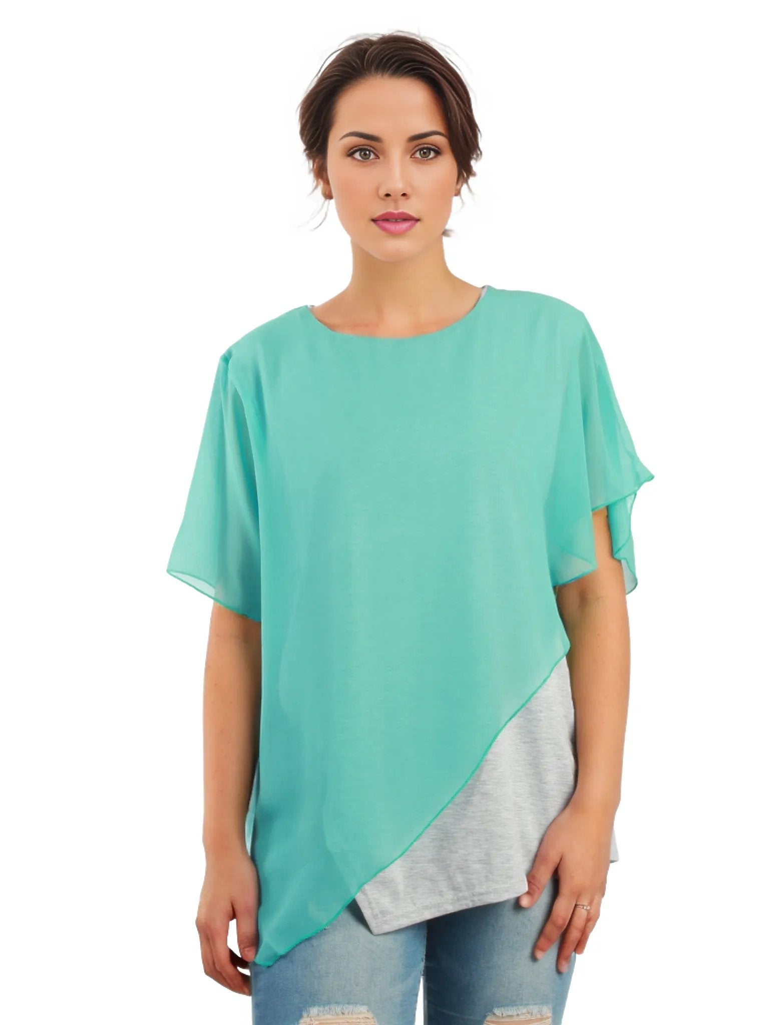 Asymmetrical Chiffon Layer Top XD21