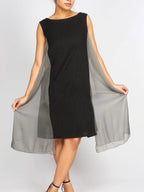 Asymmetrical Midi Two Toned Sheer Dress XD21