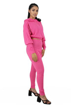 Athleisure Women Casual Sports Long Sleeve Crop Hoodie Set XD21