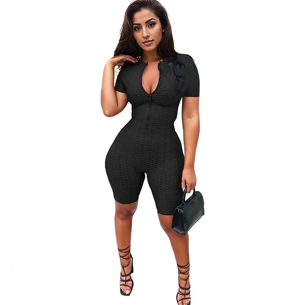 Athleisure Women Casual Sports Short Sleeves Jumpsuit Set XD21