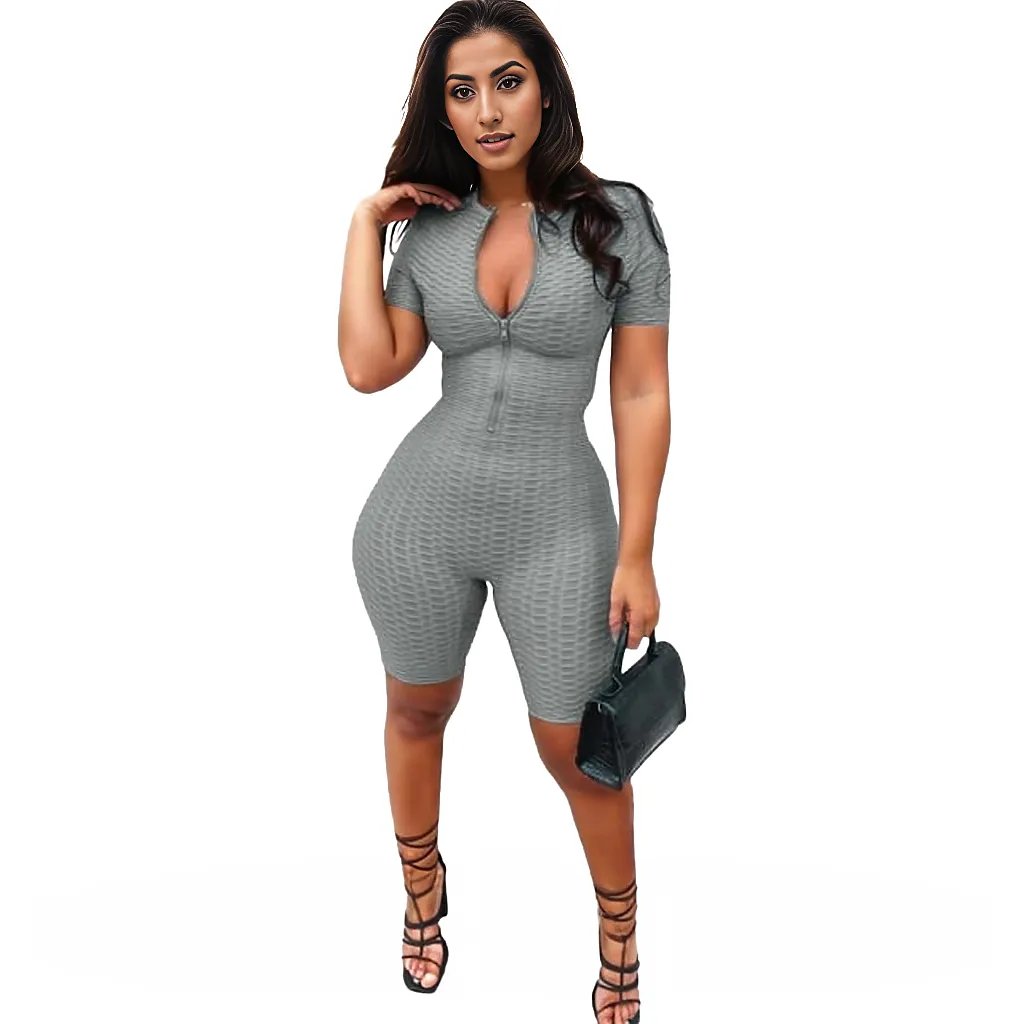 Athleisure Women Casual Sports Short Sleeves Jumpsuit Set XD21