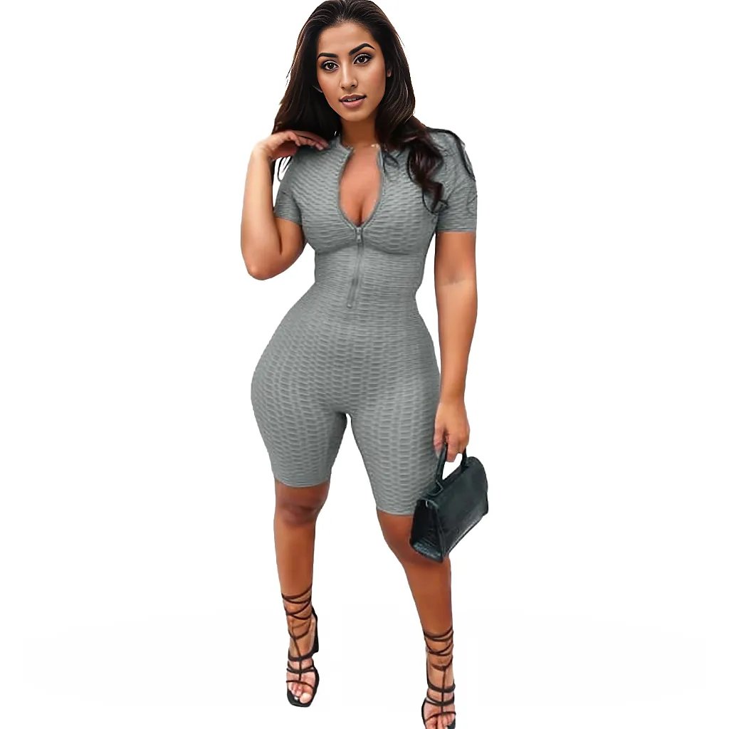 Athleisure Women Casual Sports Short Sleeves Jumpsuit Set XD21