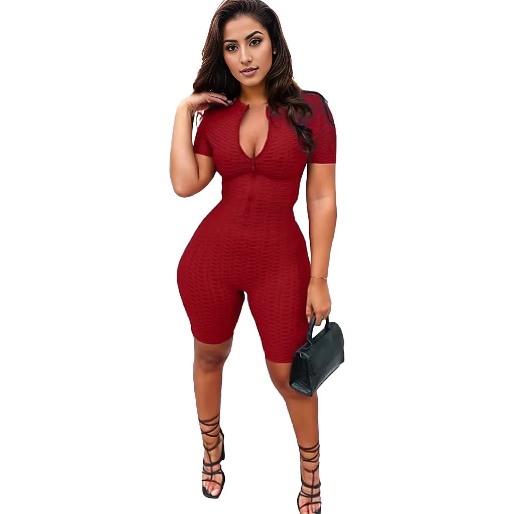 Athleisure Women Casual Sports Short Sleeves Jumpsuit Set XD21