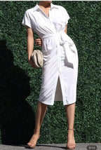 Attached Belted Patterned Dress XD21
