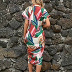 Attached Belted Patterned Dress XD21