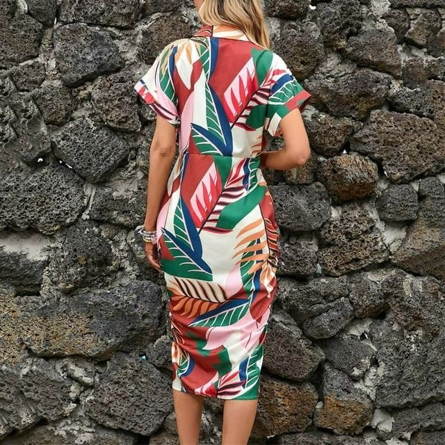 Attached Belted Patterned Dress XD21