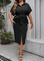 Attached Belted Patterned Dress XD21