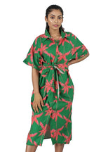 Attached Belted Patterned Dress XD21