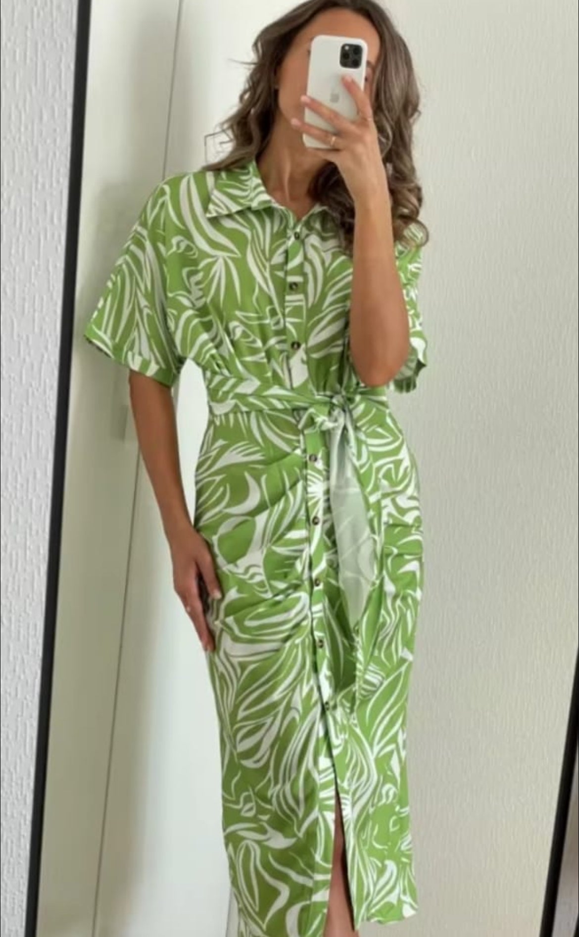 Attached Belted Patterned Dress XD21
