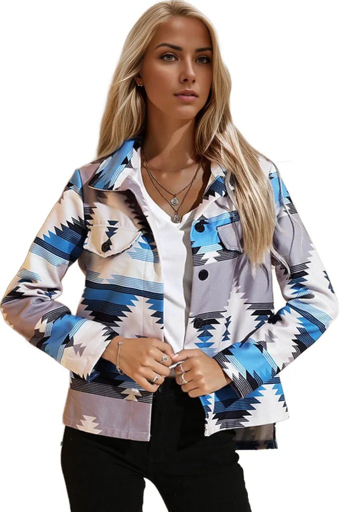 Aztec Print Front Button Jacket XD21