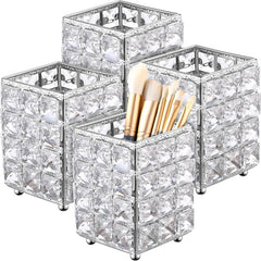 Crystal Makeup Brush Holder - Elegant Cosmetic Organizer