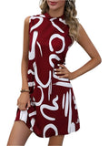 Modern Abstract Print Sleeveless Mini Dress – Chic & Artistic Elegance