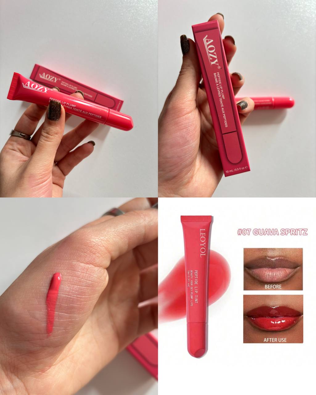 AOZY Peptide Lip Plump –  Glossy Tinted Lip Enhancer (1pc)