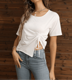 Womens Drawstring Side Asymmetrical T-shirt