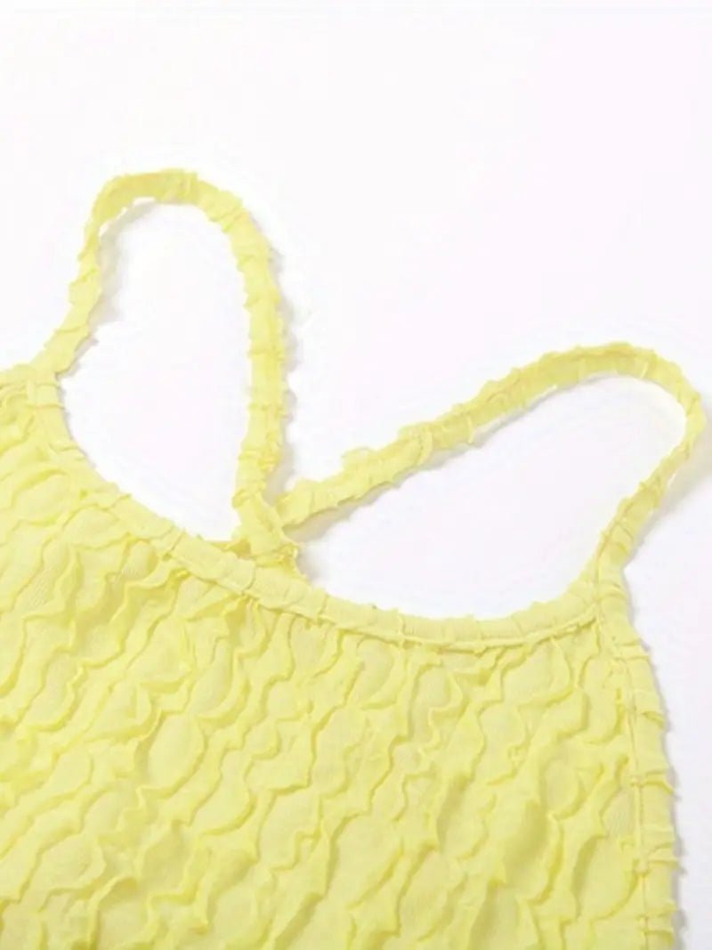 Ruffle Texture Halter Backless Maxi Dress