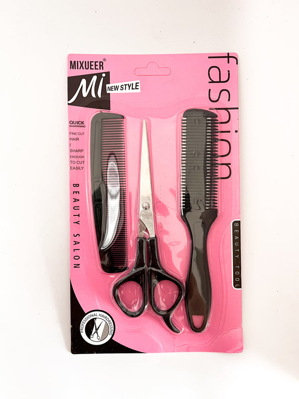 Mixueer Hair Styling Set - Professional Scissors, Comb & Razor Comb Kit