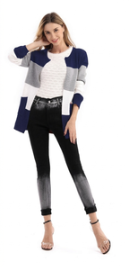 Women's Long Sleeve Colour Block Cardigan