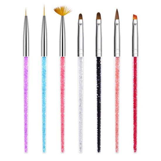 Vibrant Colourful Nail Brush 7pc Set - Precision and Style for Flawless Nail Art!