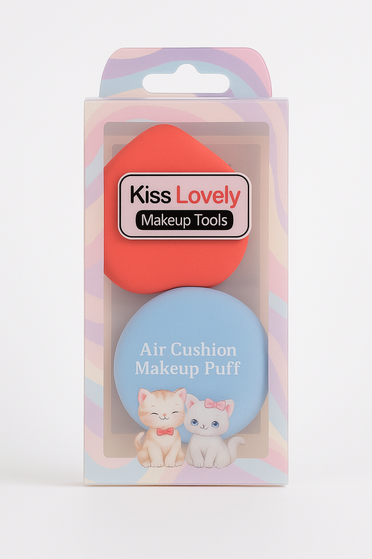 Cushion Makeup Puff Set – 2pc Random Colour Soft Beauty Sponges