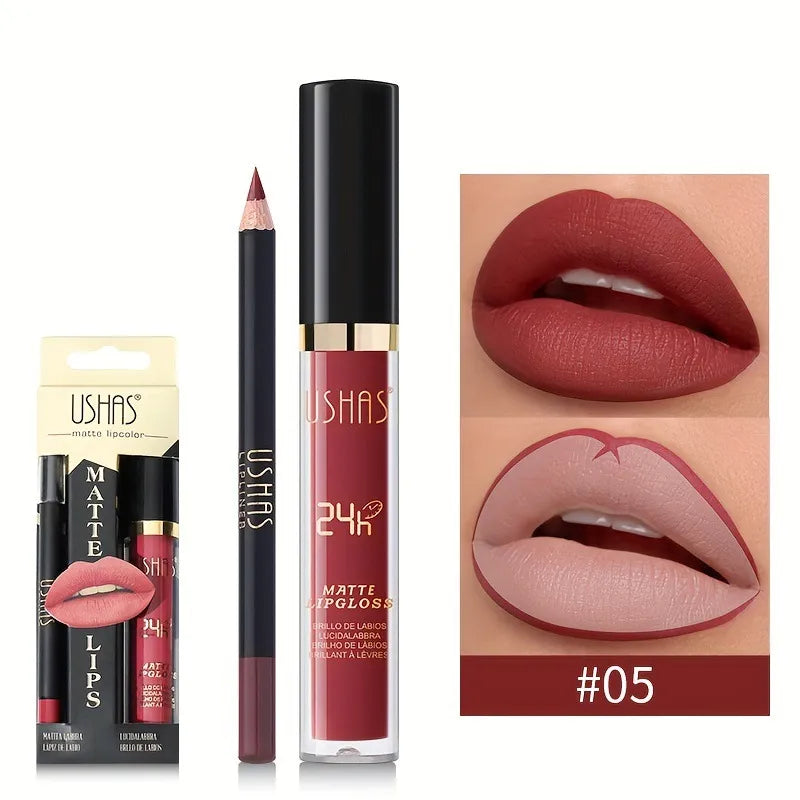 Ushas Matte Lip Stick and Lip Pencil Set