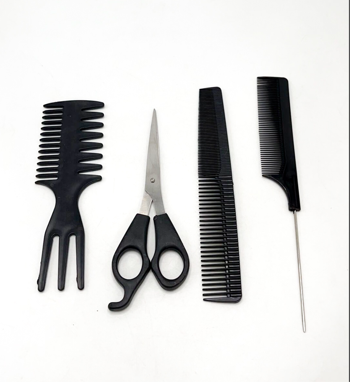 Hair Comb Set With Scissors 4pc Set - Perfect Hair Styling Kit