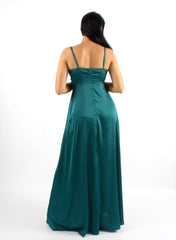 Solid Split Thigh Shoulder Cami Bridesmaid Dress