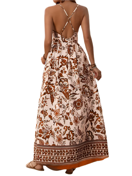 Vintage-Inspired Floral Maxi Dress – Elegant & Flowing Summer Fashion