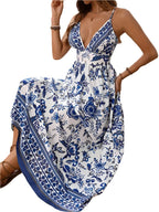 Vintage-Inspired Floral Maxi Dress – Elegant & Flowing Summer Fashion