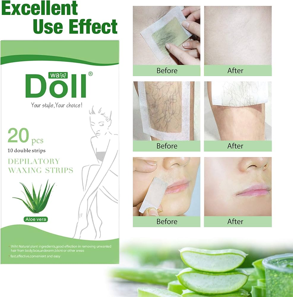Doll Depilatory Waxing Strips - 20 pcs (10 Double Strips) Random