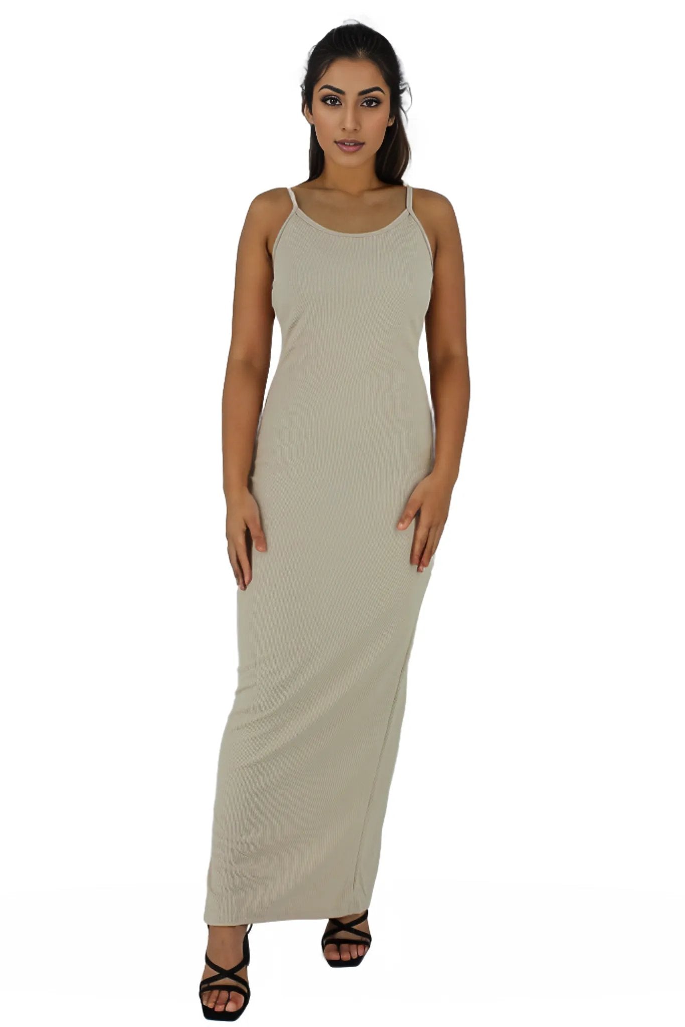 Back Slit Maxi Ribbed Knitted Bodycon Dress XD21