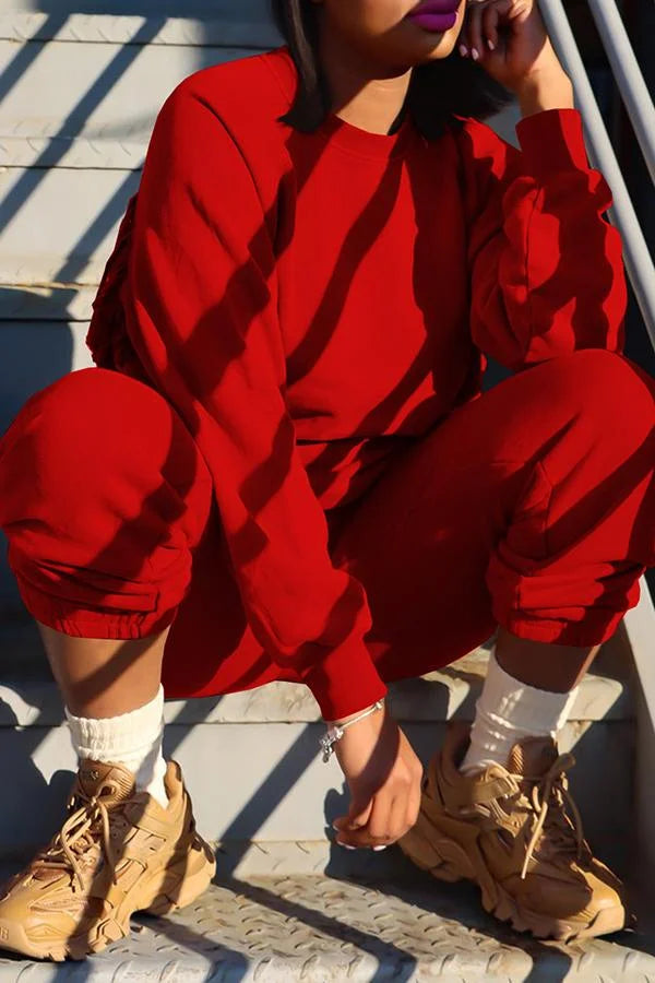 Back Tassel Winter Tracksuit Pants Set XD21