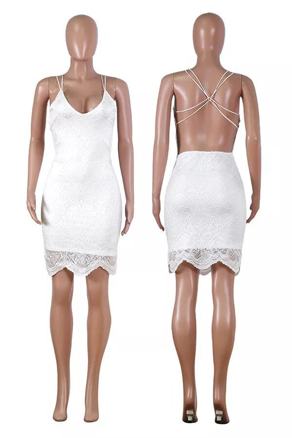 Backless Lace Patchwork Bodycon Club Dress